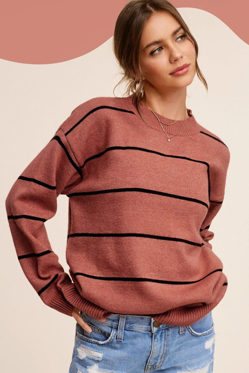 Baked clay striped sweater