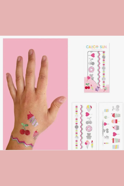 Lolly temporary tattoos in dessert and ice cream designs. 
