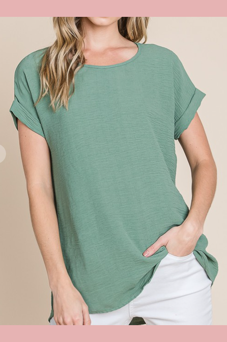 Olive green slub tunic