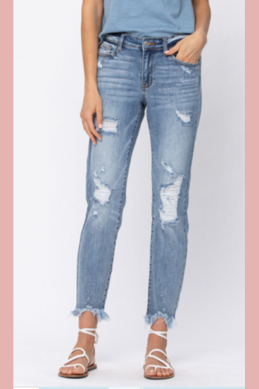 Bleach splatter mid rise boyfriend