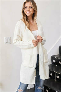 Acrylic ivory raglan sleeve cardigan