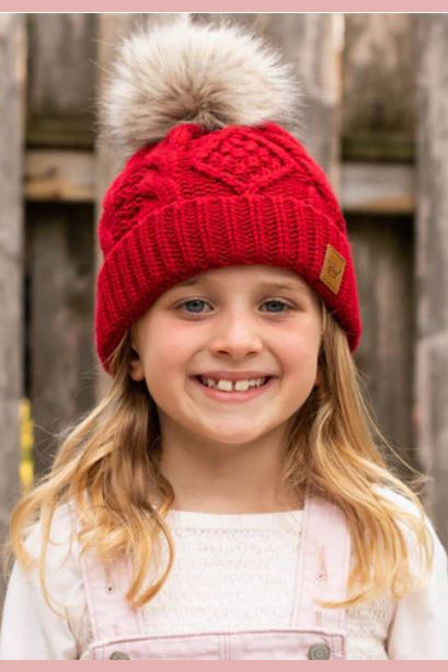 Red youth beanie