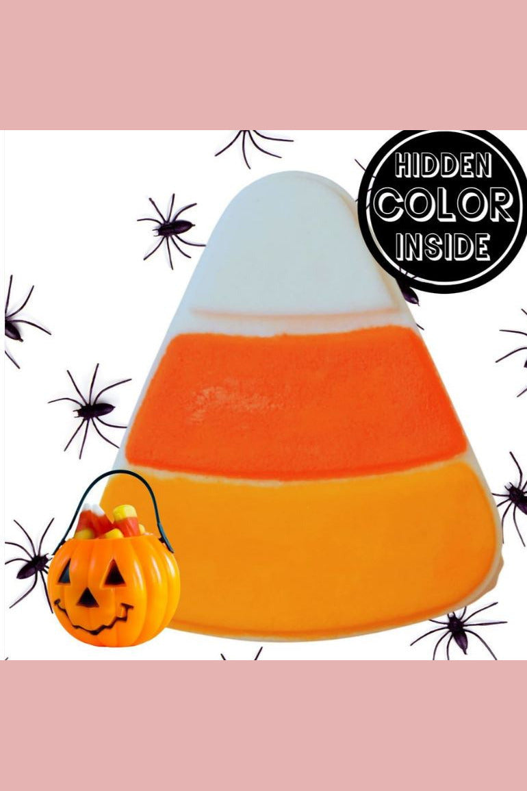 Candy corn color changing bath bomb. 