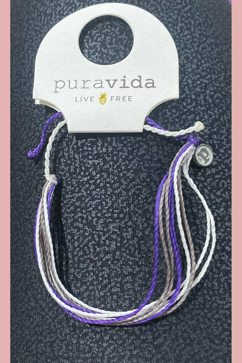 puravida bracelet in purple and white