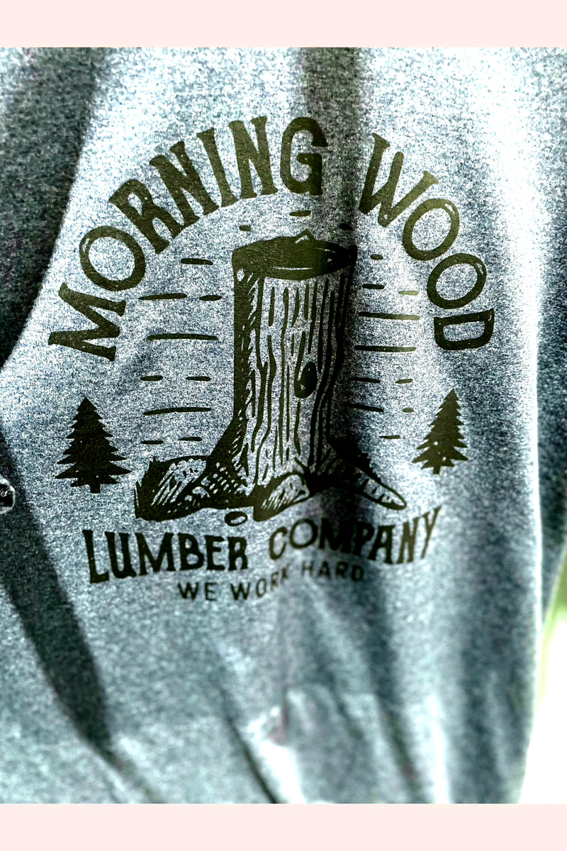 Morning wood lumber company graphic tee. 