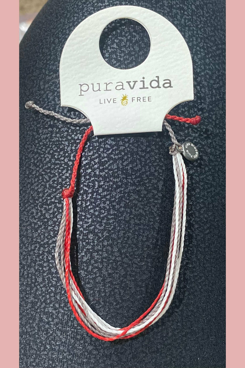 puravida bracelet in red and grey