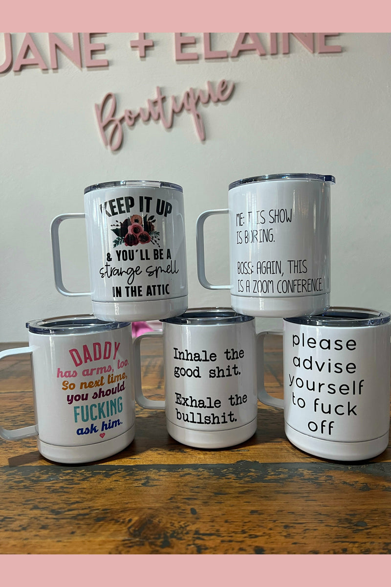 Snarky travel mugs