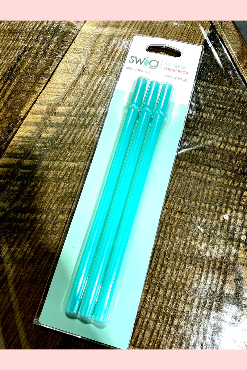 3 pack of aqua colored silicone straws