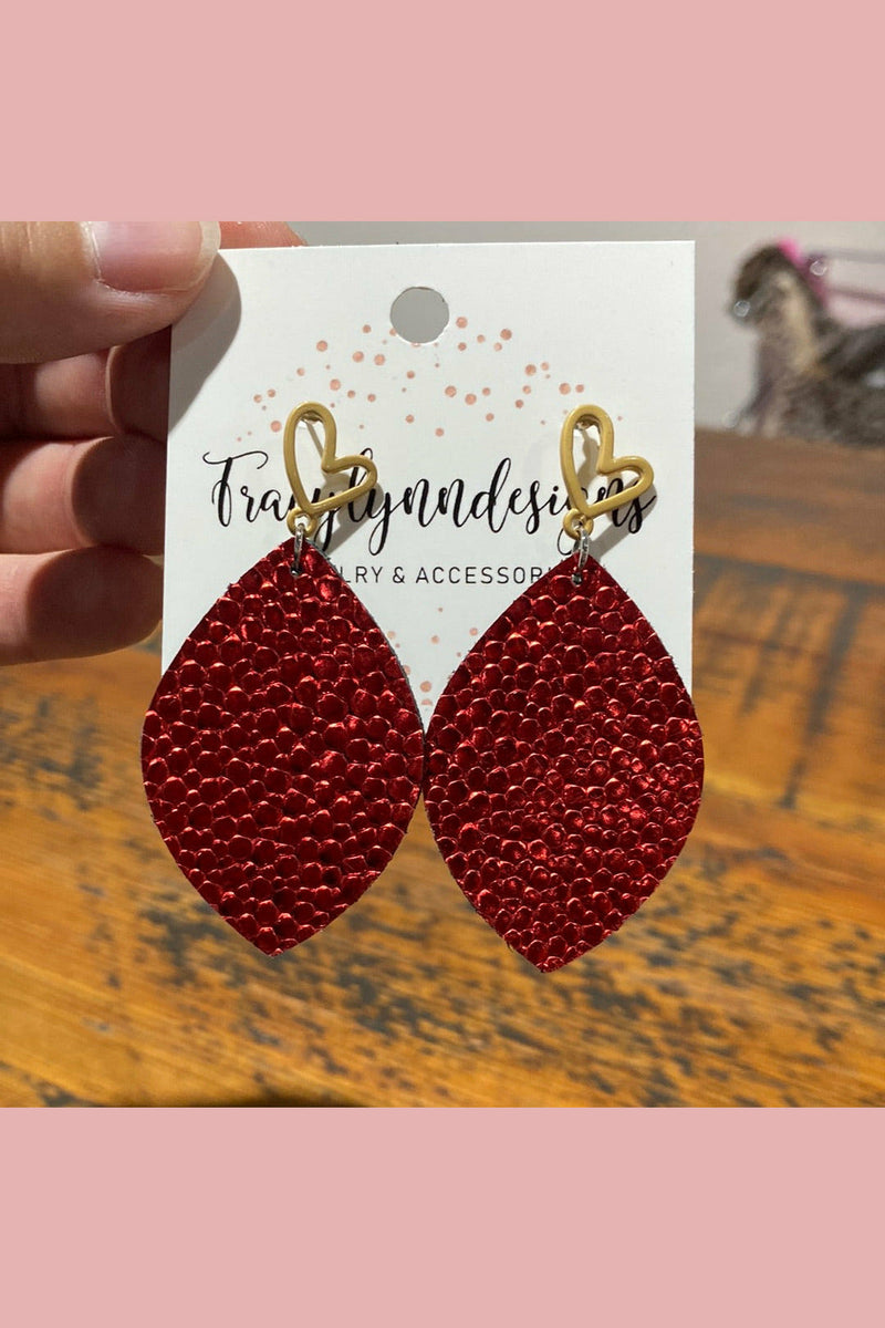 leather valentines earring