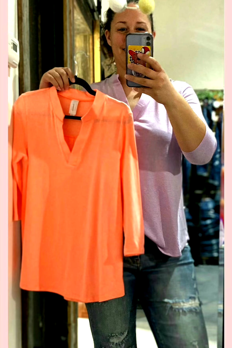 Gabby top in coral or lavender. 