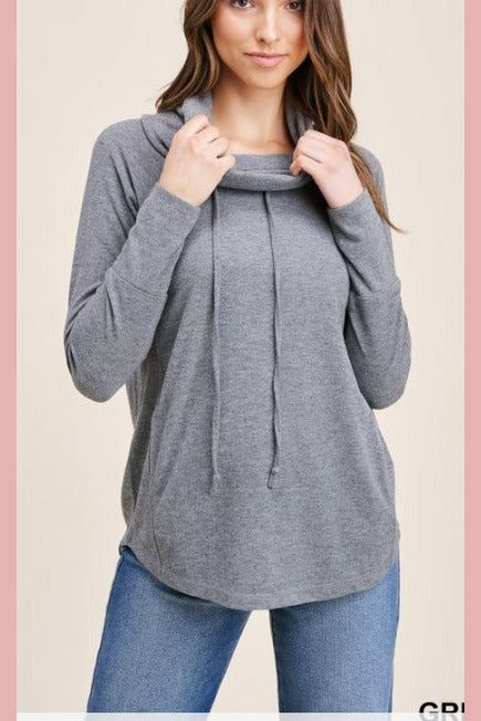 Cowl neck brushed sweater.